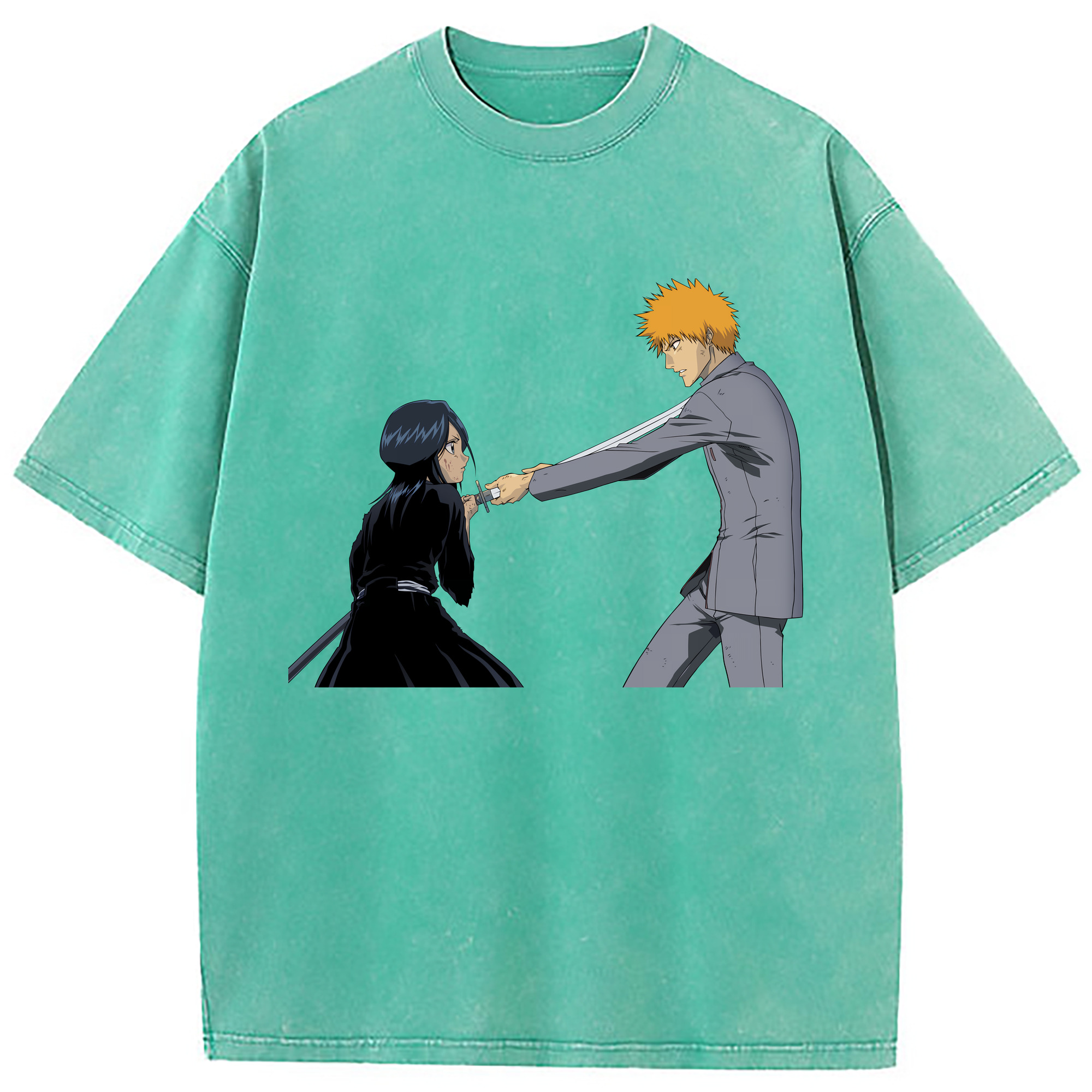 （画像用） ブリーチ 朽木ルキア BLEACH Kuchiki Rukia 綿100% ヴィンテージ風 半袖Tシャツ（フロントプリント）